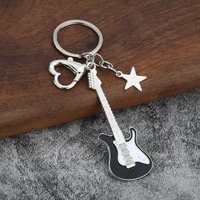 Porte-clés en émail en forme de guitare électrique, étoile, cœur, fermoir mousqueton, breloque instrument de musique, anneau de clés en métal, pendentif de sac pour les amateurs de musique