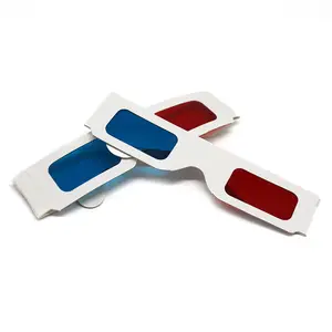 ユニバーサルペーパーアナグリフ3Dメガネ段ボール3Dメガネ映画ビデオ用アナグリフ赤青3Dメガネを表示