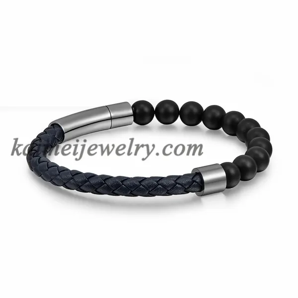 Wholesale Luxury Men's Magnetic Charm Men Leather Jewelry Bracelet