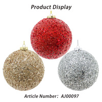 Boules de Noël de luxe en gros, rouge, argent, or, paillettes, ornements suspendus, boule de Noël, décoration de fête de vacances en intérieur