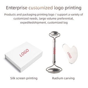 ODM/OEM masaje facial rodillo de acero inoxidable instrumento de estiramiento facial hogar rodillo facial Acero inoxidable GUA SHA Set - Product Image 2