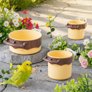 Parrot Feeding Bowl PP Material Tiger Skin Design Hanging <strong>Bird</strong> Feeder with Cup Holder for <strong>Cage</strong> Use - Product Image 1