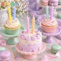 Bougie d'anniversaire créative torsadée Macaron, mignonne, colorée, décorative pour gâteau, à insérer, en forme de cœur, fleur, en cire de paraffine