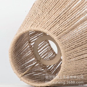 Handmade Woven Paper <b>Rope</b> Lampshade XH23-020 For Cafes Restaurants Decorative Pendant <b>Light</b> Yellow Black Color - Product Image 1