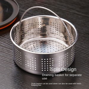 Contenitore Sigillato in Acciaio Inox 304 per Frigorifero con Drenaggio, Cestino per Conservazione Frutta e Picnic all'Aperto - Product Image 4