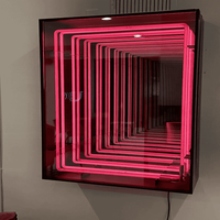 Enseigne murale LED personnalisée avec logo, effet miroir infini, double couleur, bordure néon, pour bar, club, boutique, publicité automobile, décoration de marque