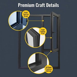 Ventana Abatible de Aluminio con Rotura de Puente Térmico, Triple Acristalamiento, Aislamiento Máximo para Climas Fríos, Relleno de Argón, Certificación OEM CE NFRC - Product Image 6