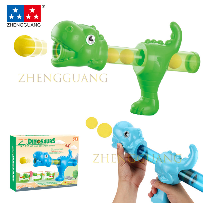 Игрушечный пистолет Zhengguang, мультяшный динозавр в форме пневматического оружия, игрушка для детей, удаленная атака, пистолет для стрельбы, набор с мягкими пулями