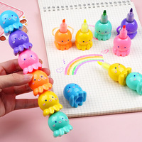 Mini Set de Surligneurs Octopus à Assembler, Mignon et Créatif, Pointe Biseautée, 8 Couleurs, Stylo de Marquage pour Étudiants, Dessin, Peinture et Marquage Clé