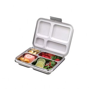 กล่องข้าวราคาโรงงาน ปลอดสาร BPA 4 ช่อง ป้องกันการรั่วซึม ทนทาน ทำจากสแตนเลส 304 กล่องอาหารกลางวันแบบใช้ซ้ำได้ กล่องเบนโตะโลหะ - Product Image 1