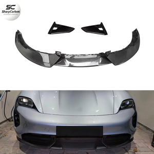 3 pièces de lèvre avant en fibre de carbone pour <span class=keywords><strong>Porsche</strong></span> Taycan 9J1 <span class=keywords><strong>4S</strong></span> berline 4 portes 2019 - 2023 - Product Image 1