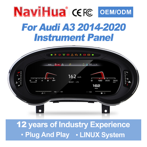 NaviHua สำหรับ Audi A3 ปี 2014-2020 แผงหน้าปัดดิจิตอล LCD มาตรวัดความเร็ว จอแสดงผลห้องนักบินเสมือนจริง ระบบ Plug and Play ระบบ Linux - Product Image 1