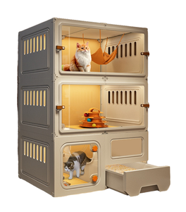 Hot Seller Indoor Home <span class=keywords><strong>Cat</strong></span> Villa Plate-forme épaissie améliorée avec bac à litière Maison pour chat tout-en-un, lit et cage pour chats - Product Image 2