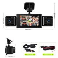 Podofo caméra de tableau de bord à quatre objectifs caméra de voiture 3 ''enregistrement en boucle HD 1080P complet moniteur de stationnement enregistreur de Vision nocturne voiture DVR