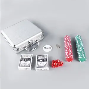 Caja de juego de póker de cuero portátil profesional al por mayor caja de juego de fichas de póker de viaje de lujo con 200/300/500/1000 fichas - Product Image 5