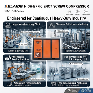 Compresseur d'air à vis statique à refroidissement par air, lubrifié, à deux étages, PM VFD, 18,5 kW, 25 CV, haute efficacité pour usine - Product Image 3