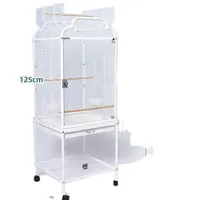 Cage à oiseaux en métal avec roulettes, vitrine en verre trempé pour perroquets