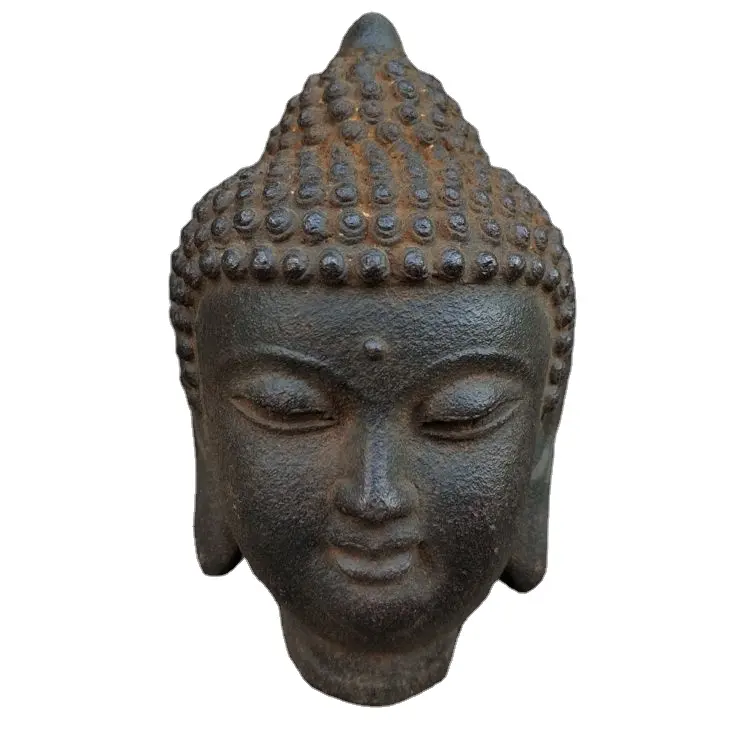 Estatua de Cabeza de Buda Feng Shui para decoración del hogar, artículos de hierro antiguo hechos de Metal, pequeños, venta al por mayor