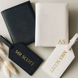 Personalizado RFID Bloqueo PU Saffiano Cuero Viaje <span class=keywords><strong>Ms</strong></span> y <span class=keywords><strong>Mr</strong></span> Pasaporte Titular Etiqueta de equipaje Set - Product Image 6