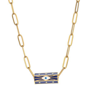 Collana Boho con Clip per Donne, Catena in Acciaio Inossidabile, Ciondolo Occhio Turco Dorato, Gioielli Estetici Portafortuna - Product Image 1