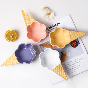 Ciotola di farina d'avena semplice ciotola di fiori per la <span class=keywords><strong>colazione</strong></span> in ceramica ciotola di gelato per la casa - Product Image 5