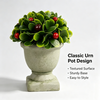 Plante artificielle en pot de 6 pouces, type topiaire en forme de dôme, en buis avec baies, pour urne ou pot de fleurs, en matériau PE écologique, pour extérieur, maison, bureau, table