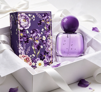 Parfum boisé musqué pour femme 50 ml, senteur longue durée, élégante boîte florale violette pour le bureau, les rendez-vous et les soirées