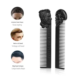 Peine para Barba de Aleación de Zinc con Diseño Retro, Dientes de Bambú, Bañado en Oro, Grabado Tridimensional, Portátil para el Cuidado del Cabello Masculino - Product Image 3