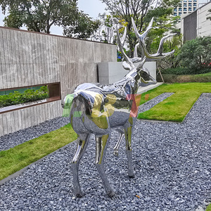 Escultura de Ciervo de Acero Inoxidable para Jardín, Adorno de Exterior, Decoración Personalizada con Forma de Animal - Product Image 3