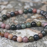 Vente en gros de perles d'agate indienne naturelle A +, fabrication de bijoux en pierre précieuse, accessoires de bracelet à bricoler soi-même, tailles 4/6/8/10/12mm