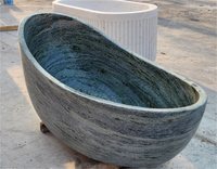 Baignoire autoportante de luxe en pierre naturelle, grande baignoire en forme de bateau pour hôtel et villa