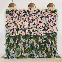 MoKtong Rosa und Weiße Blumenwand 3D mit Ineinandergreifenden Seidenrosen und Hortensien für Babyparty Geschlechtsoffenbarung Partydekoration