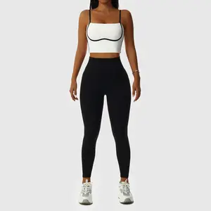主要系列优雅线条设计定制来样定做女士细肩带女士运动文胸高腰瑜伽打底裤健身房健身套装