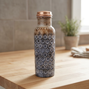 Botella de Cobre de Doble Pared para Agua Detox y Bebidas Ayurvédicas Saludables, Recipiente para Beber Agua - Artesanía India - Product Image 4