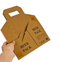 Kraft-Wellpappe 6er-Pack Wein- und Wasserflaschen-Verpackungsbox Maßgefertigte Flaschenkarton-Verpackung mit Tragegriff