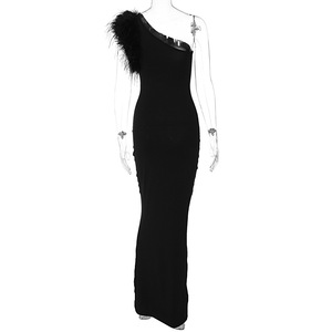 Robe longue asymétrique noire pour femme – Robe de soirée tendance - Product Image 6