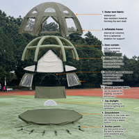 Grande tente dôme gonflable pour le glamping, abri de camping sphérique imperméable avec fenêtre
