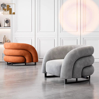 Fauteuil moderne en velours orange pour hôtel Fauteuil de loisir rembourré à cadre en bois simple pour chambre à coucher de salon