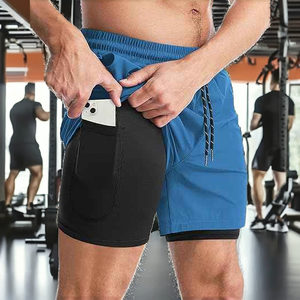 5 Inch Inseam <b>Mid</b> Men's Solid Color Breathable Quick Dry Eco-Friendly Gym Workout Shorts Double <b>Layer</b> Mesh Design Custom - Product Image 2