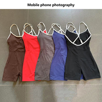 Combinaison de sport pour femme avec bretelles croisées, effet galbant, pour yoga, course en extérieur et fitness
