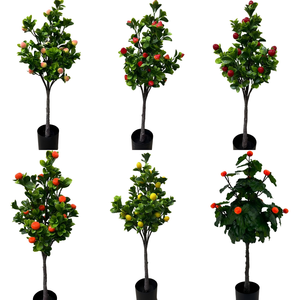 Divers arbres fruitiers réalistes, arbres artificiels verts avec des pêches, des fraises, des kumquats, des cerises, arbres décoratifs pour la maison et Noël - Product Image 1