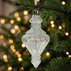 Ornements de Noël en verre transparent irisé à nervures verticales, décorations suspendues pour arbre de Noël de style européen en forme de <span class=keywords><strong>gourde</strong></span> - Product Image 2