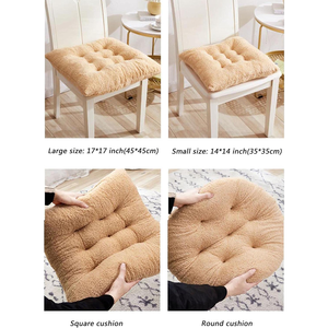 Coussin <span class=keywords><strong>rond</strong></span> <span class=keywords><strong>de</strong></span> 17 pouces en fausse fourrure d'agneau épaissie, doux au toucher, chaud, pour le yoga, le bureau, la maison, le café, la méditation - Product Image 3