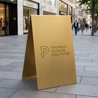 Panneau publicitaire autoportant en acier inoxydable finition miroir pour extérieur, logo personnalisé, double face, pour affichage publicitaire en magasin