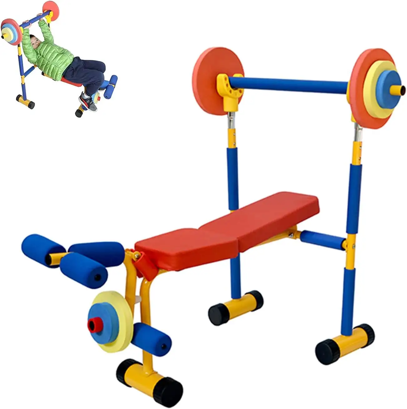 शुरुआती अभ्यास के लिए बच्चों के वजन बेंच के लिए मजेदार और फिटनेस व्यायाम उपकरण