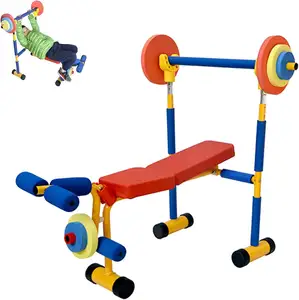 Wellshow Fun And Fitness Exercise Equipment For Kids Weight Bench Set Toddler Gym For Beginner Exercises