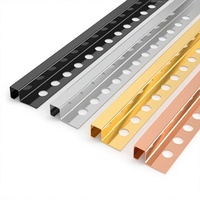 Profilé carré en aluminium anodisé or rose pour carrelage, perforé, pour décorations d'angle de mur de cuisine, durable et étanche