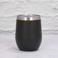 Gobelet à vin en acier inoxydable à double paroi de 12oz tasses isolées en forme d'oeuf sous vide avec couvercles