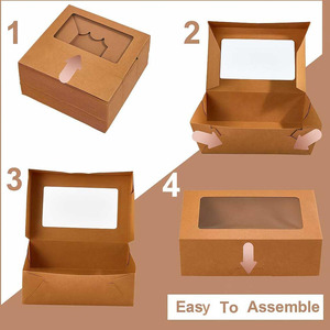 Rõ ràng cửa sổ quà tặng cho Cookie bánh hộp thêm dày nhỏ container xử lý Pastry charcuterie nướng hàng hóa Nâu cửa sổ hộp - Product Image 3