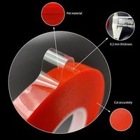 Film PET transparent, ruban adhésif acrylique double face, adhérence forte, doublure rouge pour montage d'écran tactile d'appareil électronique